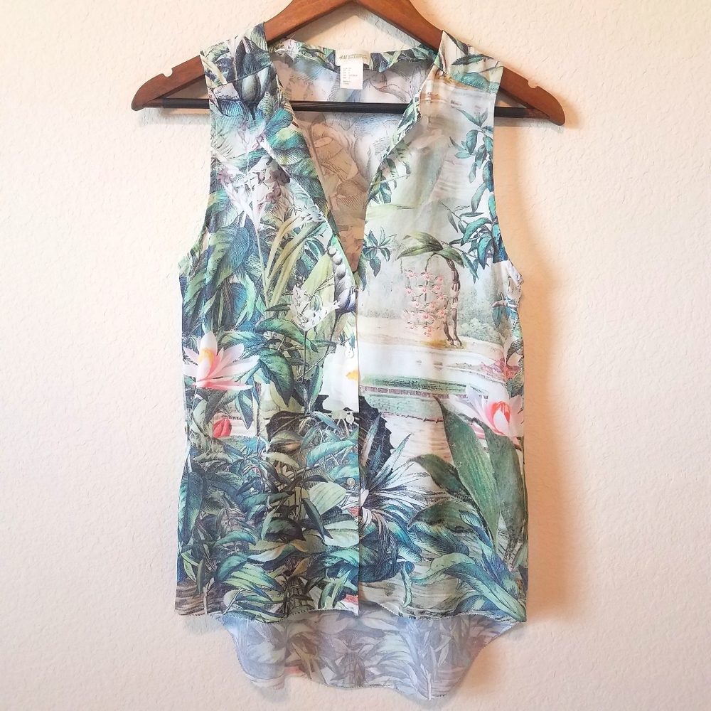 H&M Concious Collection Palm Leaf Top